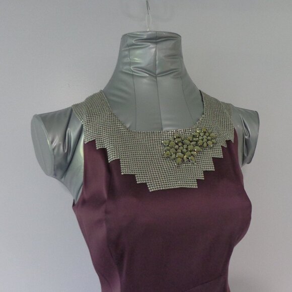 Nine West Women's Purple and Silver Dressy Sheath Full‎ Lined Dress Size 2 - Picture 2 of 11